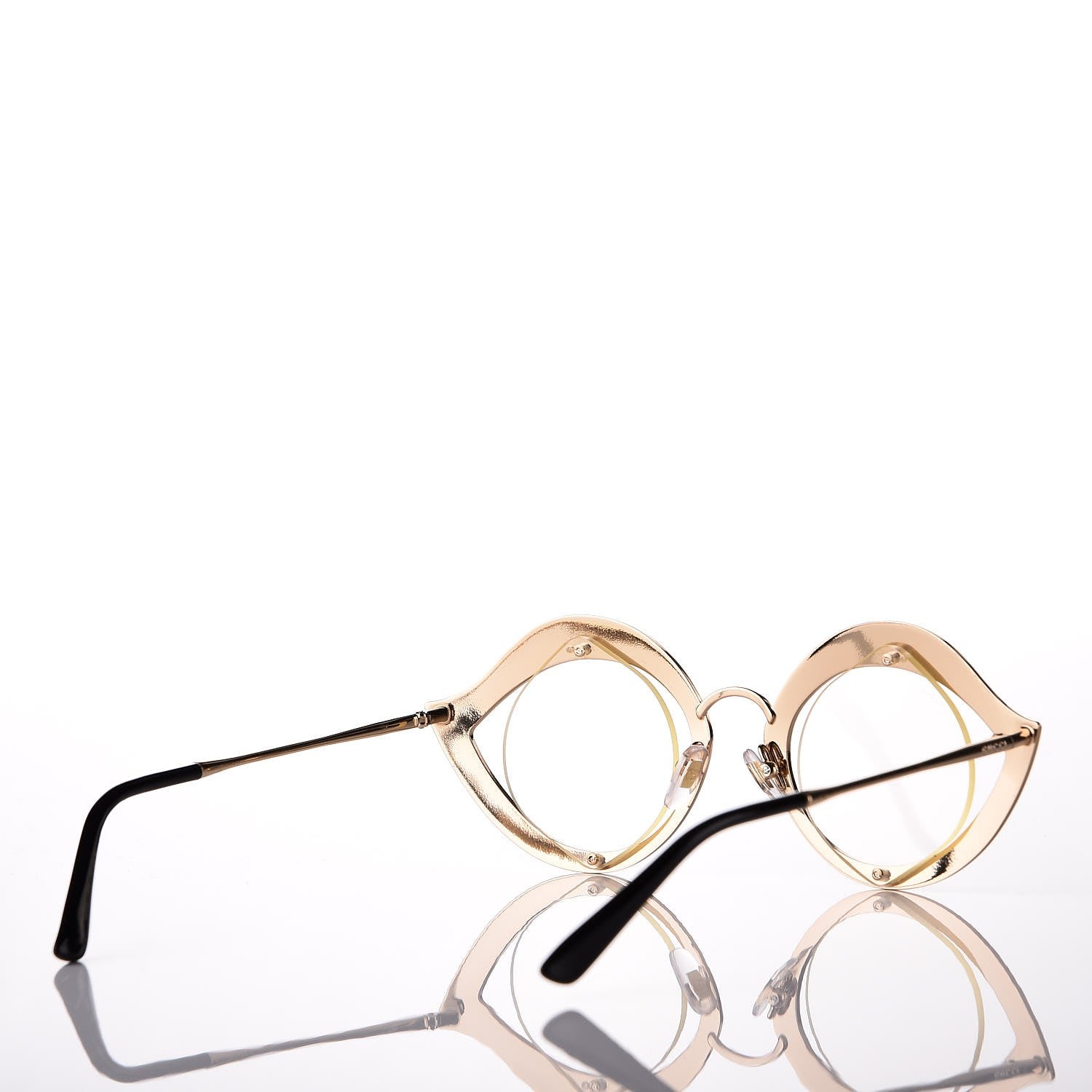 Gucci Metal Crystal Cat Eye Sunglasses GG0046S Gold 4 of 7