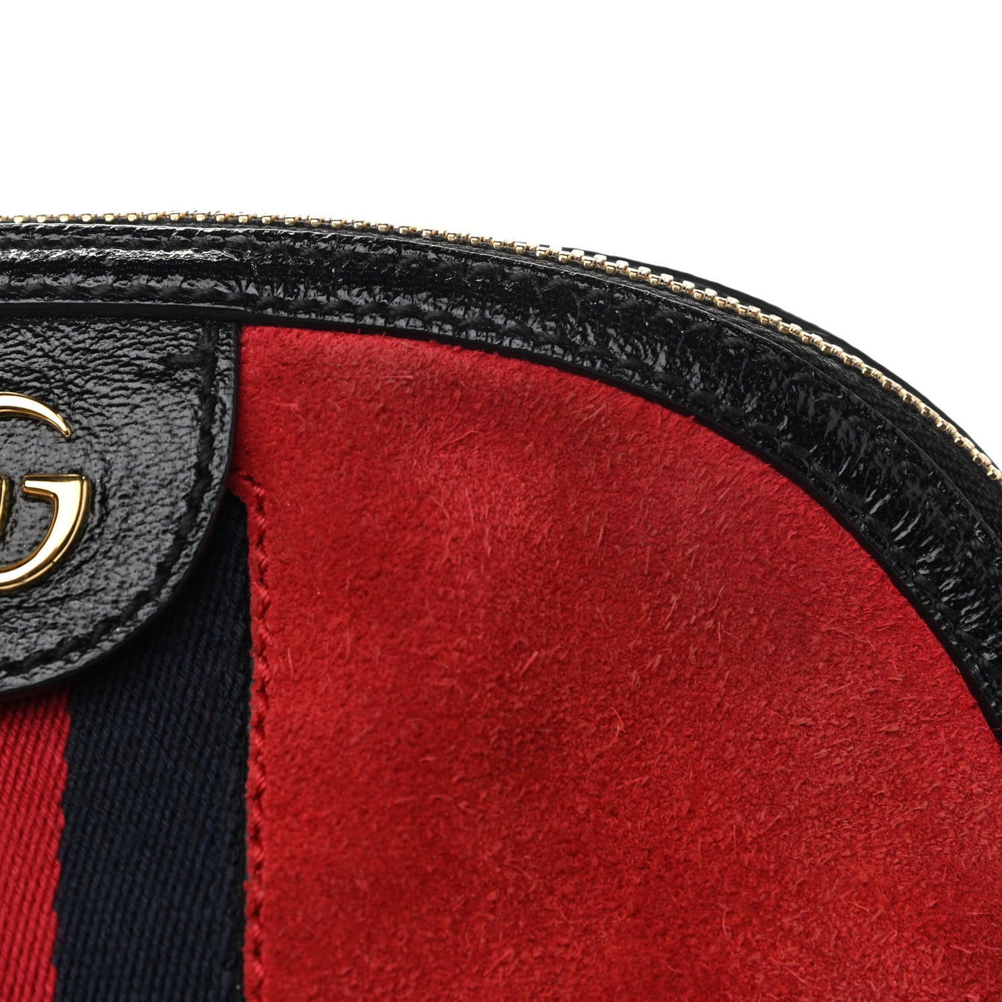 Suede Patent Web GG Small Ophidia Dome Shoulder Bag Hibiscus Red