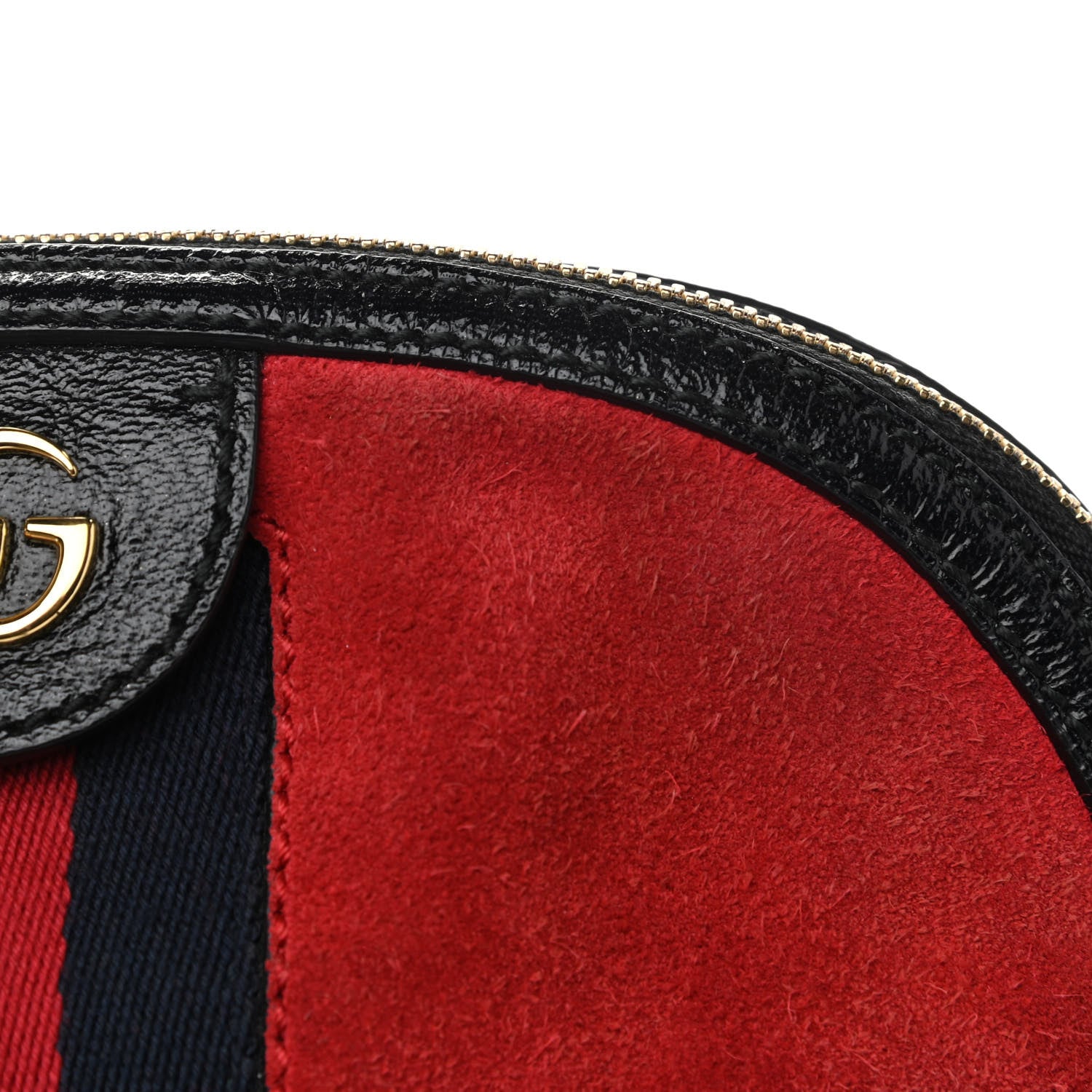 Gucci Suede Patent Web GG Small Ophidia Dome Shoulder Bag Hibiscus Red 12 of 15