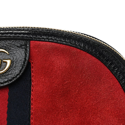 Gucci Suede Patent Web GG Small Ophidia Dome Shoulder Bag Hibiscus Red 12 of 15