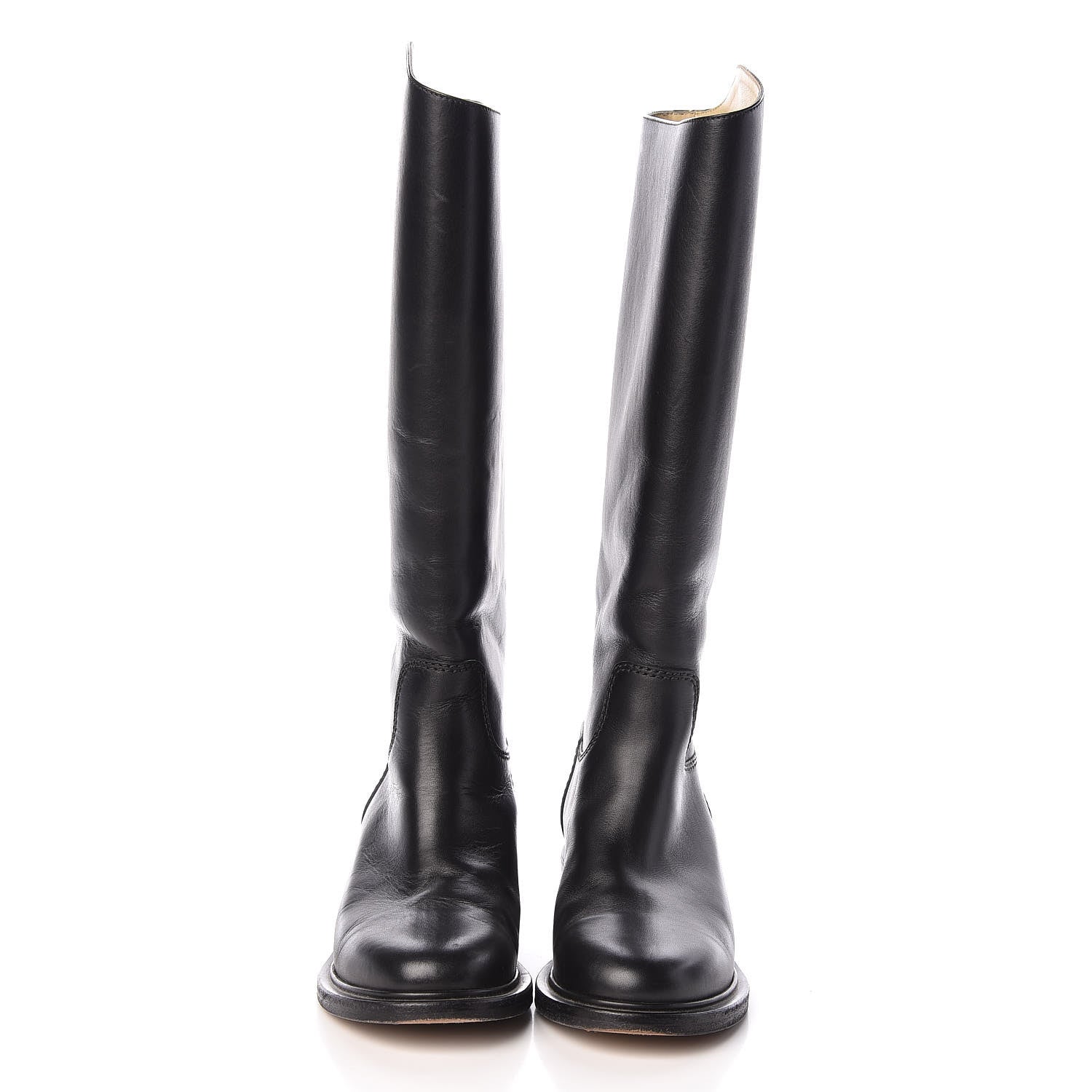 Chanel Calfskin Logo Riding Boots 38 Black 2 of 14