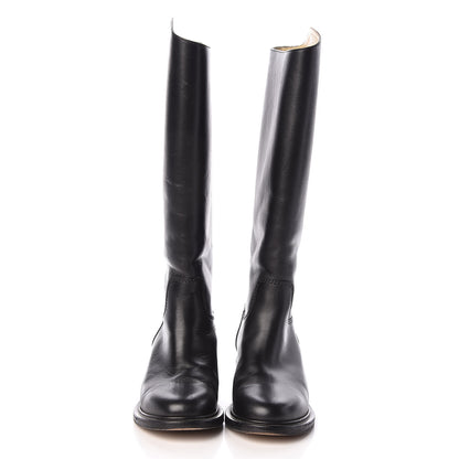 Chanel Calfskin Logo Riding Boots 38 Black 2 of 14