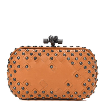 Bottega Veneta Waxy Nappa Intrecciato Knot Studded Clutch Topaz 1 of 10