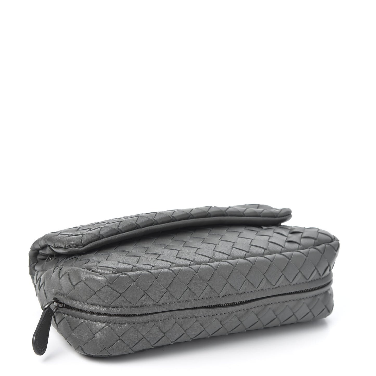 Nappa Intrecciato Mini Chain Messenger Light Grey