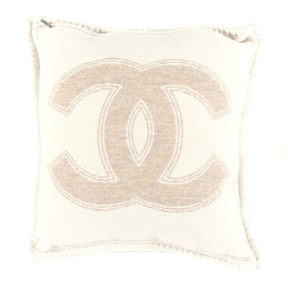 Chanel Merino Wool Cashmere CC Pillow Beige Off White 1 of 3