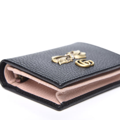 Gucci Calfskin GG Marmont Bow Card Case Black 7 of 11