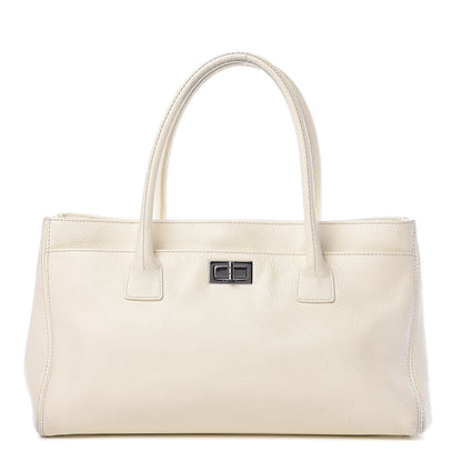 Chanel Calfskin Mademoiselle Lock Cerf Shopper Tote White 1 of 35