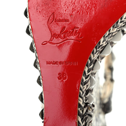 Christian Louboutin Watersnake Print Cataclou 120 Wedge Sandals 35 Roccia Gun Metal 6 of 7