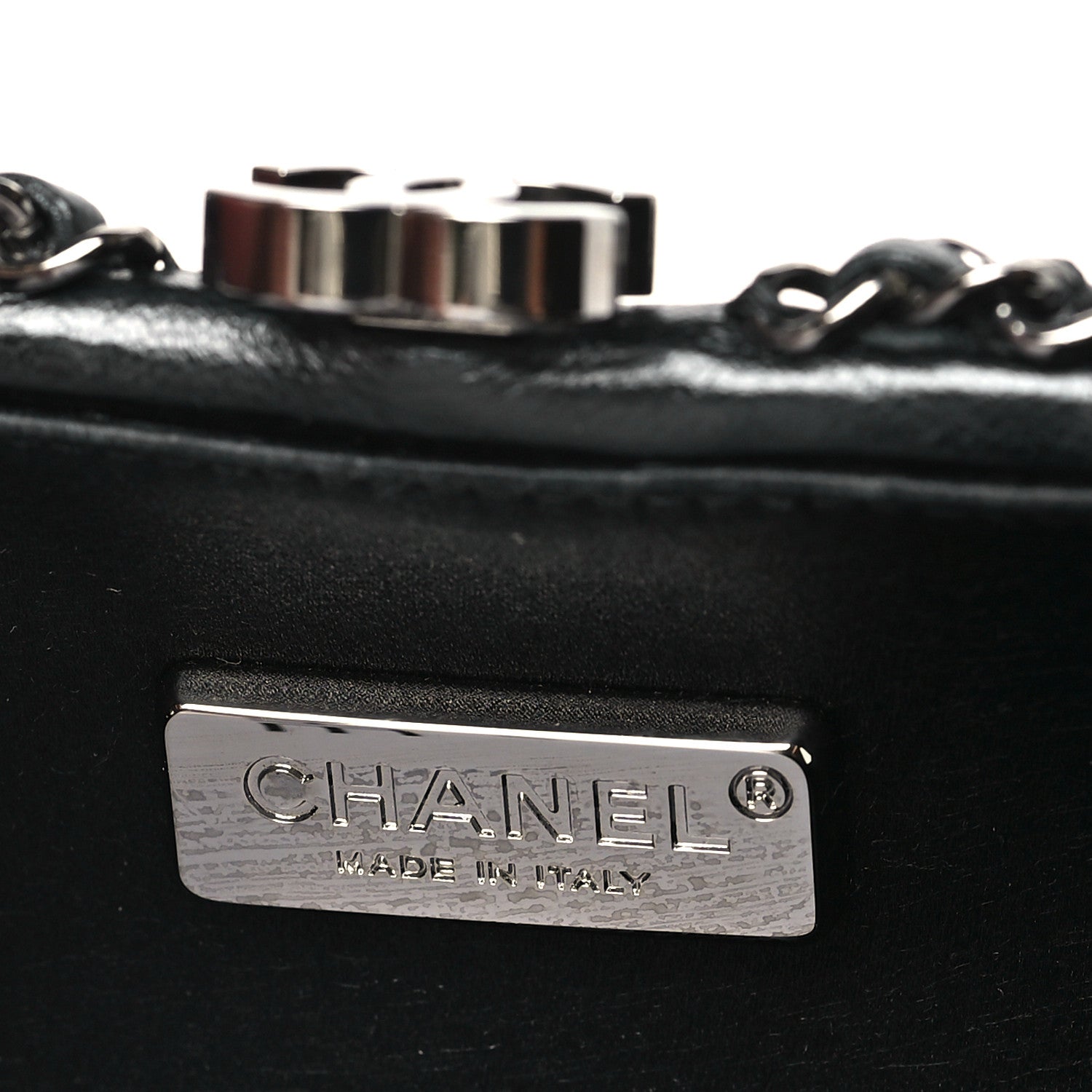 Chanel Lambskin Chain Fringe Clutch With Chain  Black 6 of 11