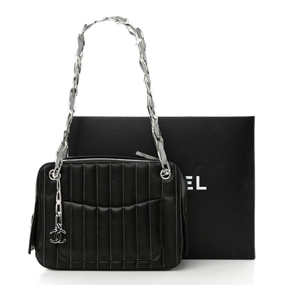 Chanel Lambskin Vertical Quilted Mademoiselle Small Camera Case Black 13 of 13