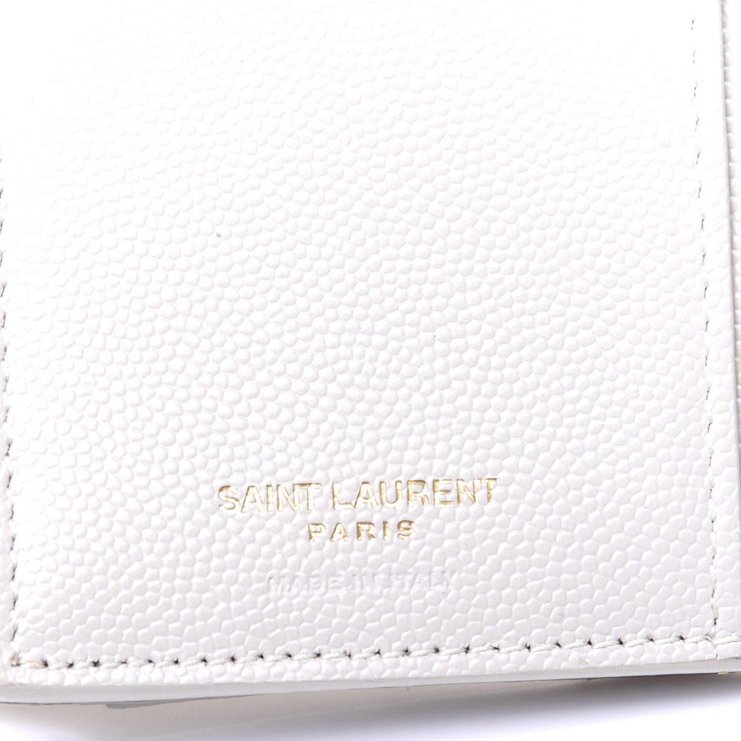 Saint Laurent Grain De Poudre Matelasse Chevron Monogram Compact Tri Fold Wallet Crema Soft 8 of 8