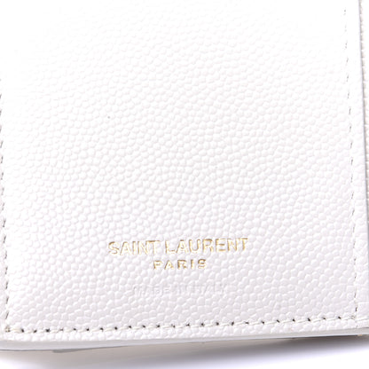 Saint Laurent Grain De Poudre Matelasse Chevron Monogram Compact Tri Fold Wallet Crema Soft 8 of 8