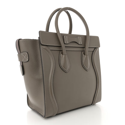 Celine Drummed Calfskin Micro Luggage Souris 3 of 13
