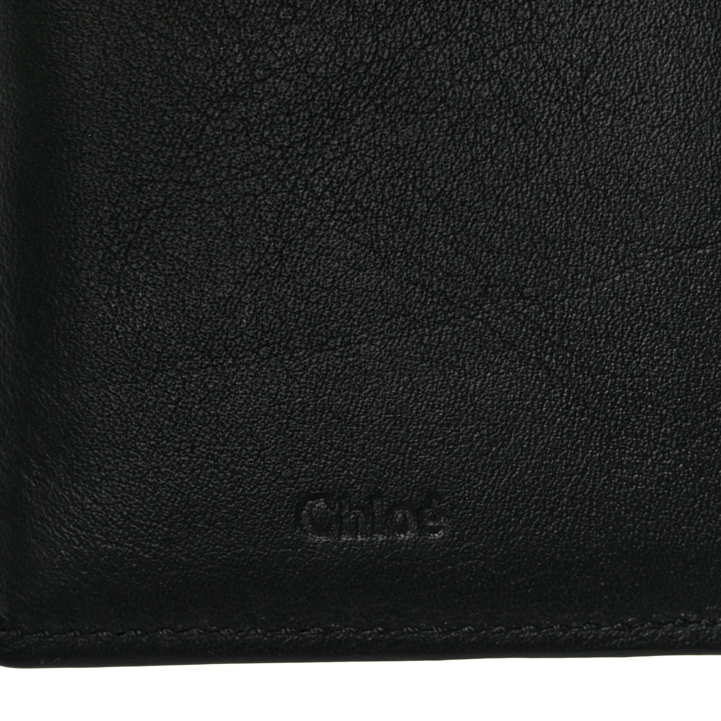 Grained Calfskin Alphabet Compact Wallet Black
