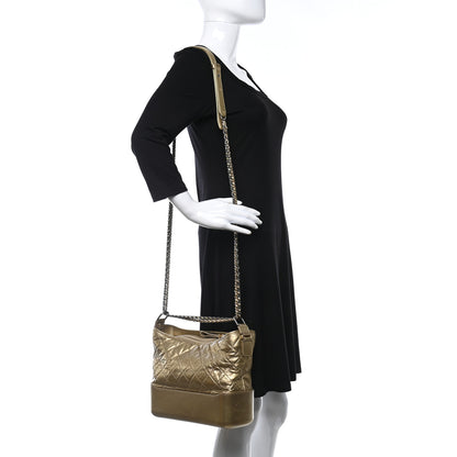 Chanel Metallic Lambskin Calfskin Quilted Medium Gabrielle Hobo Gold 2 of 9