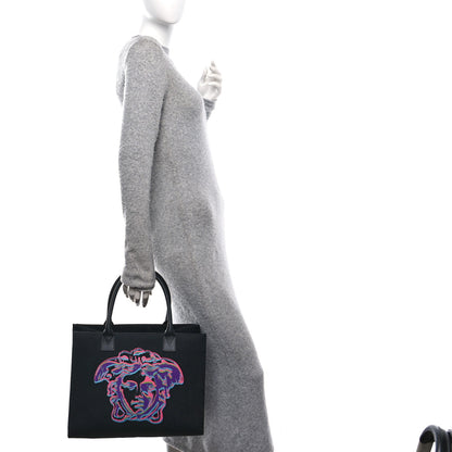Versace Canvas Calfskin Large Medusa Pop Cabas Tote Black 2 of 11