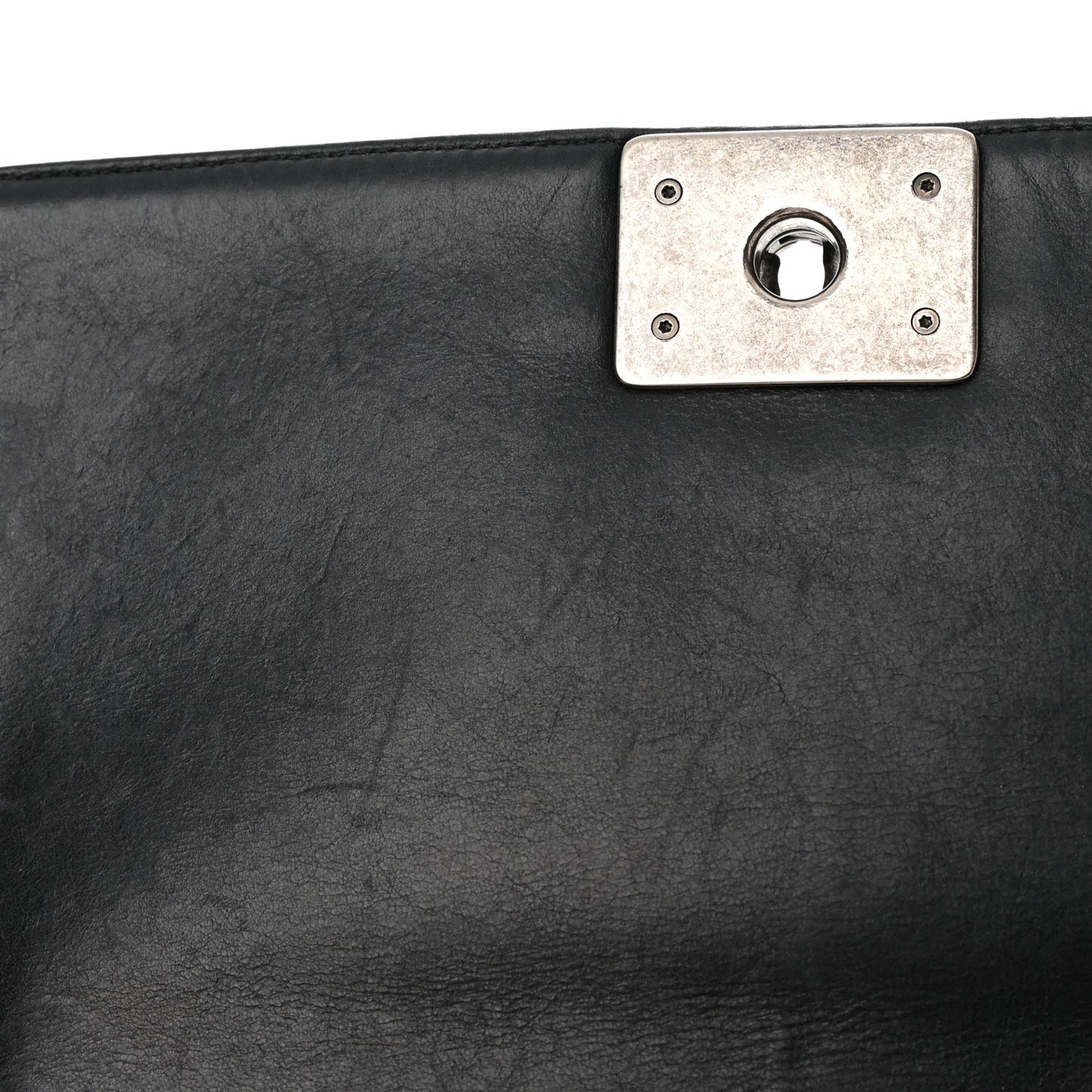 Calfskin Double Stitch Medium Boy Flap Black