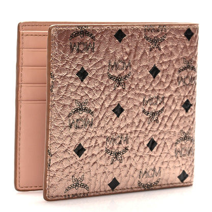 MCM Metallic Visetos Mini Bi-Fold Wallet Champagne Gold 3 of 7