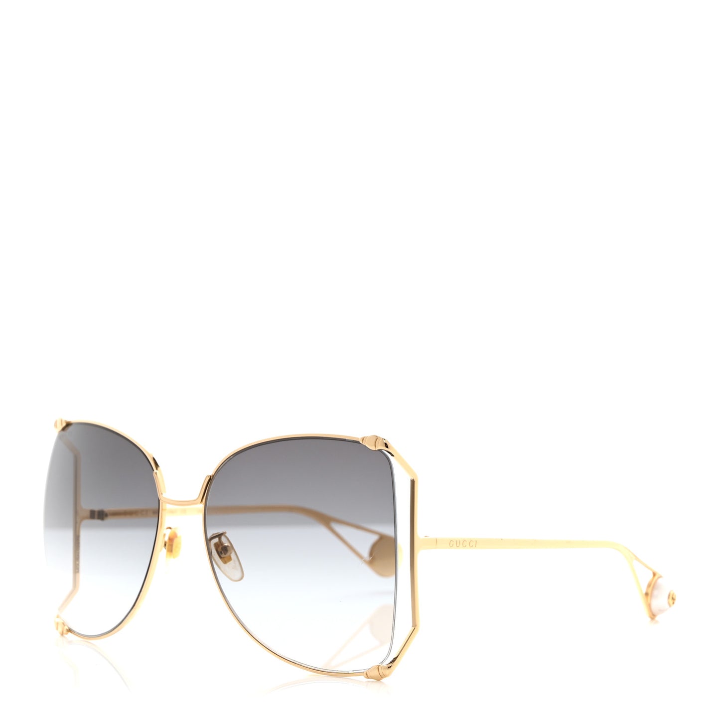 Oversized Round Sunglasses GG0252S Gold Brown