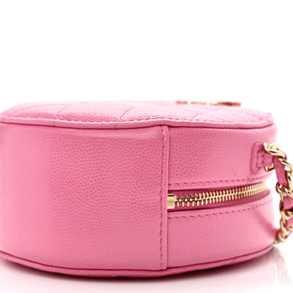 Chanel Caviar Quilted Gripoix CC Round Clutch With Chain Pink 10 of 11