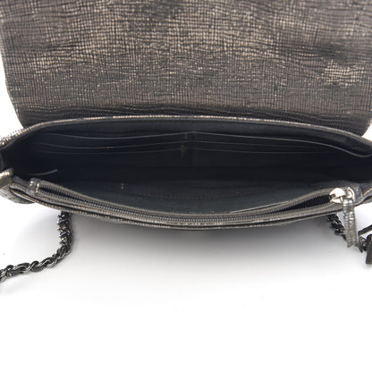 Chanel Iridescent Stamped Calfskin Half Moon Wallet On Chain WOC Silver 4 of 16