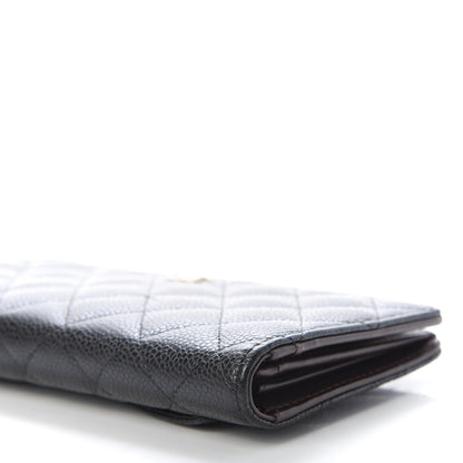 Chanel Caviar Quilted Yen Wallet Black 9 of 13