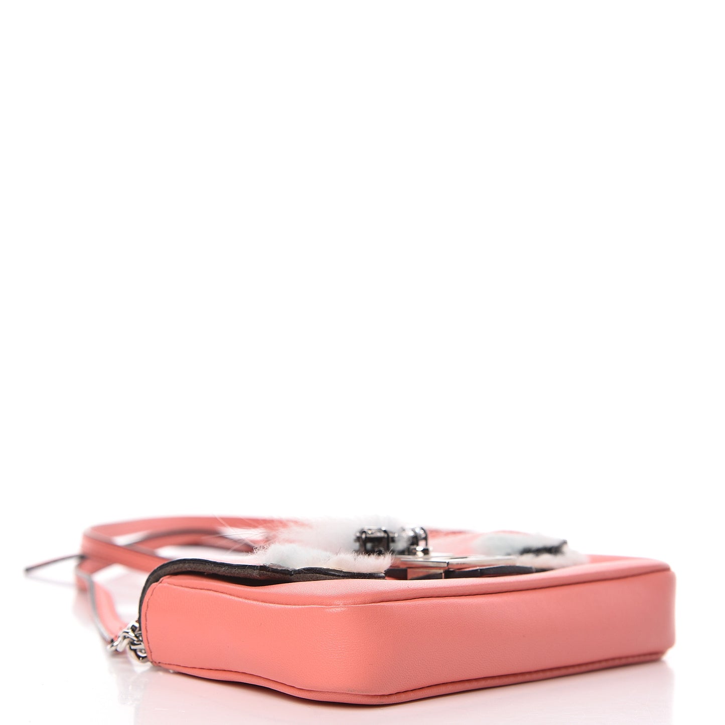 Nappa Rabbit Fox Fur Micro Buggie Baguette Coral