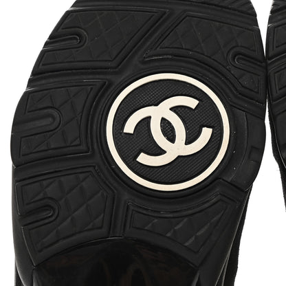 Chanel Fabric Calfskin Suede CC Womens Sneakers 40.5 Black Turquoise Gold 6 of 8