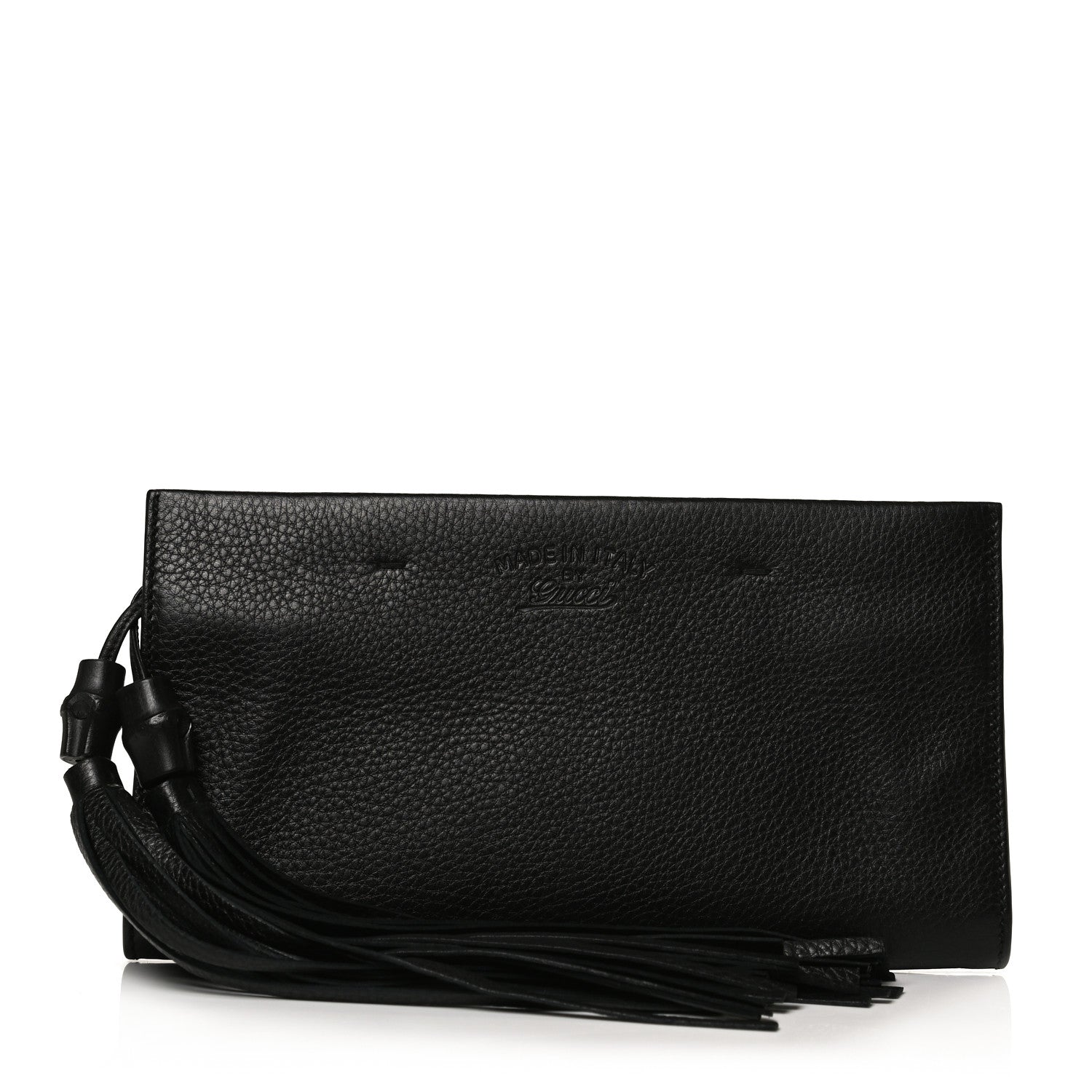 Gucci Pebbled Calfskin Broadway Bamboo Tassel Clutch Black 1 of 11