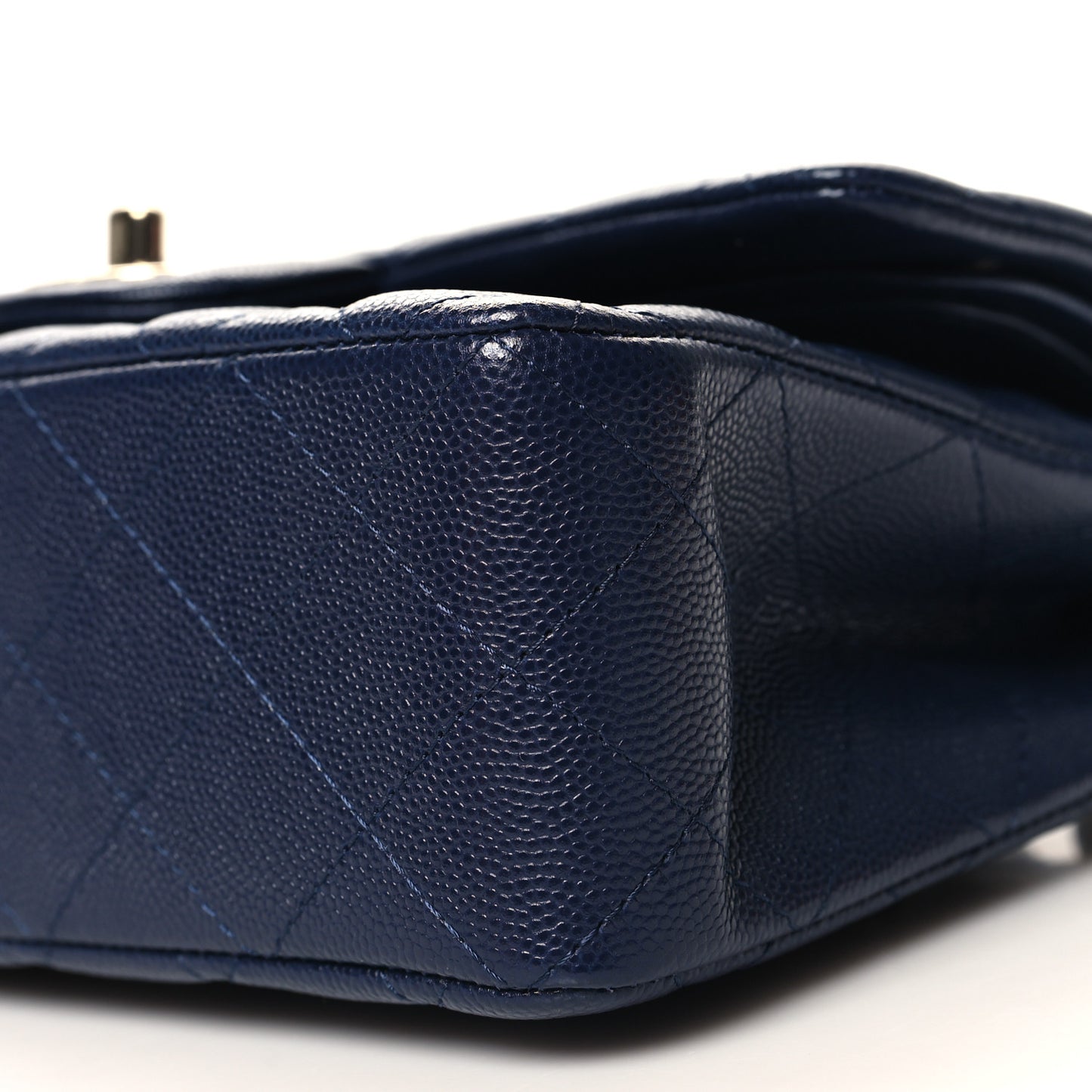 Caviar Quilted Small Double Flap Blue