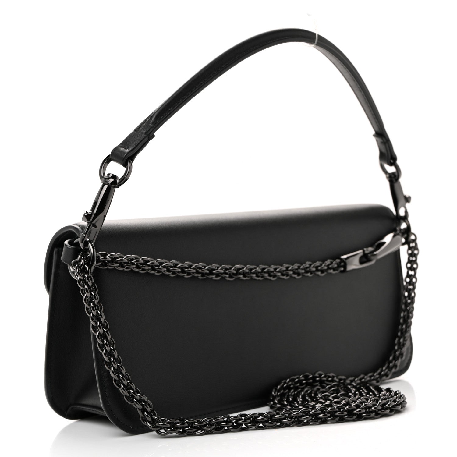 Valentino Garavani Calfskin Monochrome Vlogo Loco Shoulder Bag Black 3 of 10