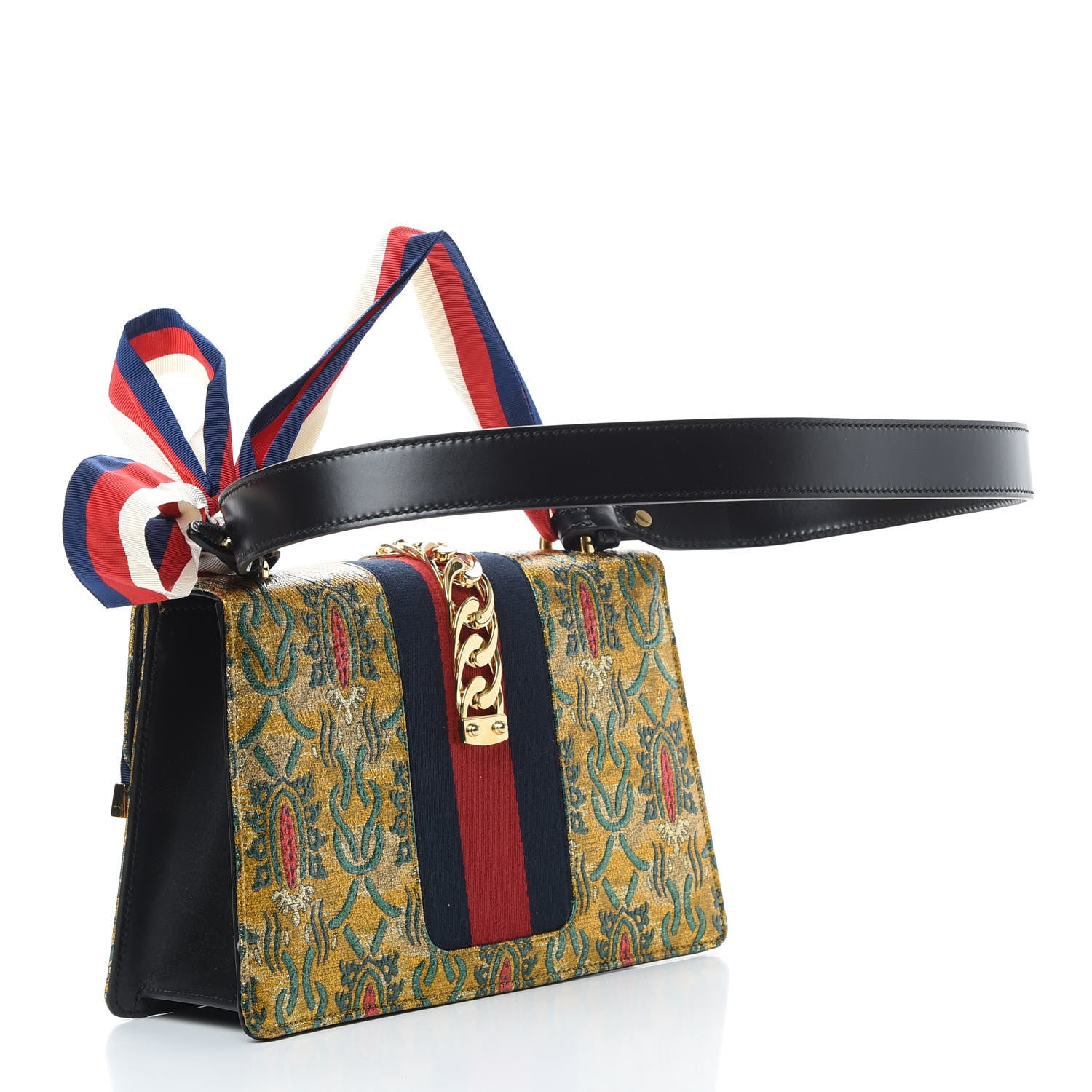 Gucci Iridescent Brocade Small Sylvie Shoulder Bag Gold 3 of 10