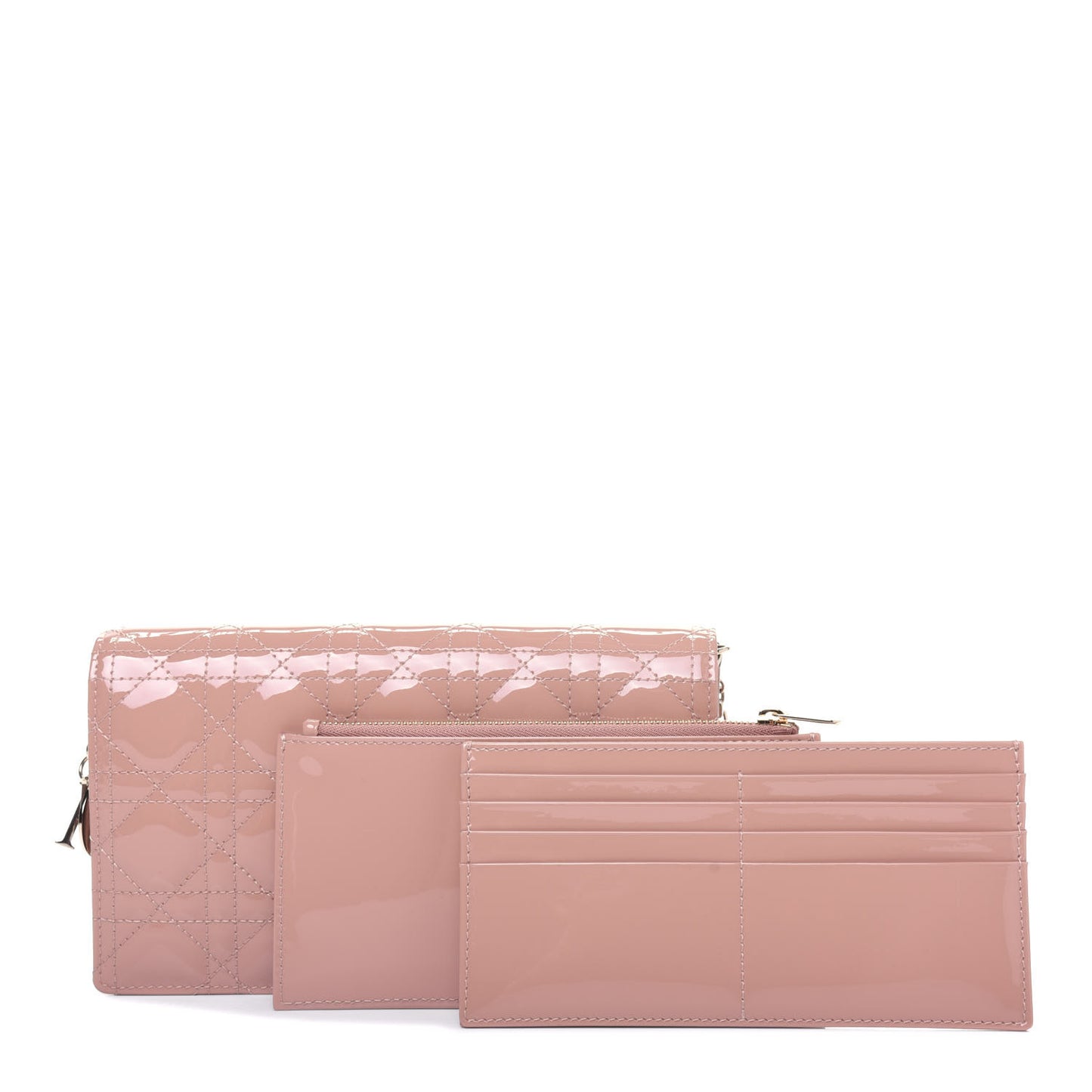 Patent Cannage Lady Dior Convertible Clutch Rose Des Vents