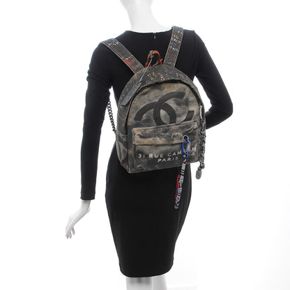 Chanel Graffiti Printed Canvas Medium Backpack Black 2 of 8