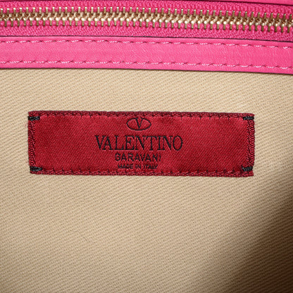 Valentino Garavani Vitello Monochrome Large Rockstud Zip Wristlet Pouch Pop Fuxia 6 of 9