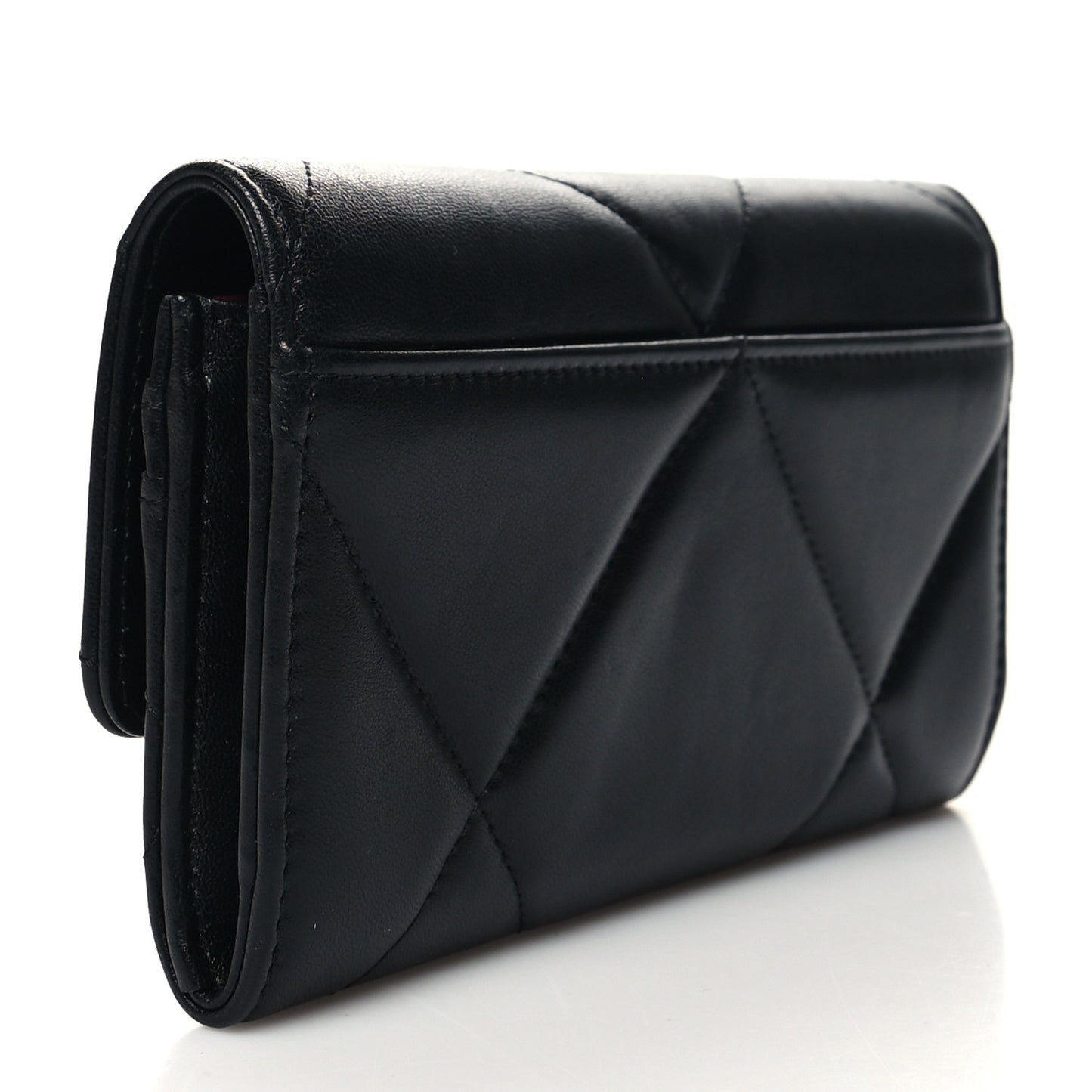 Lambskin Quilted Chanel 19 Flap Wallet Black