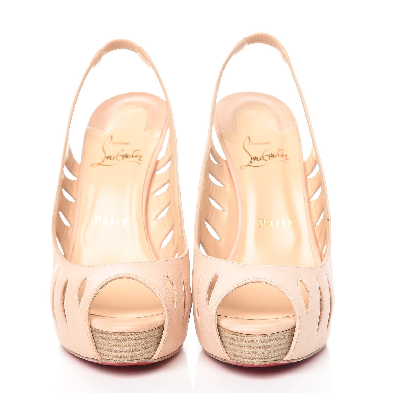 Christian Louboutin Calf Vegetale Griff Sling 120 Pumps 38 Natural Grezzo 2 of 14