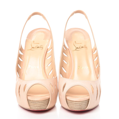 Christian Louboutin Calf Vegetale Griff Sling 120 Pumps 38 Natural Grezzo 2 of 14