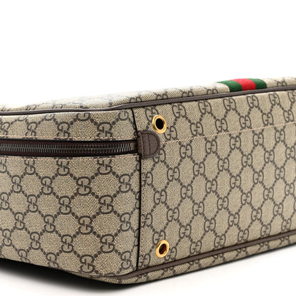 Gucci GG Supreme Monogram Textured Dollar Calfskin Web Savoy Shoe Case Bag Beige Ebony New Acero 9 of 10