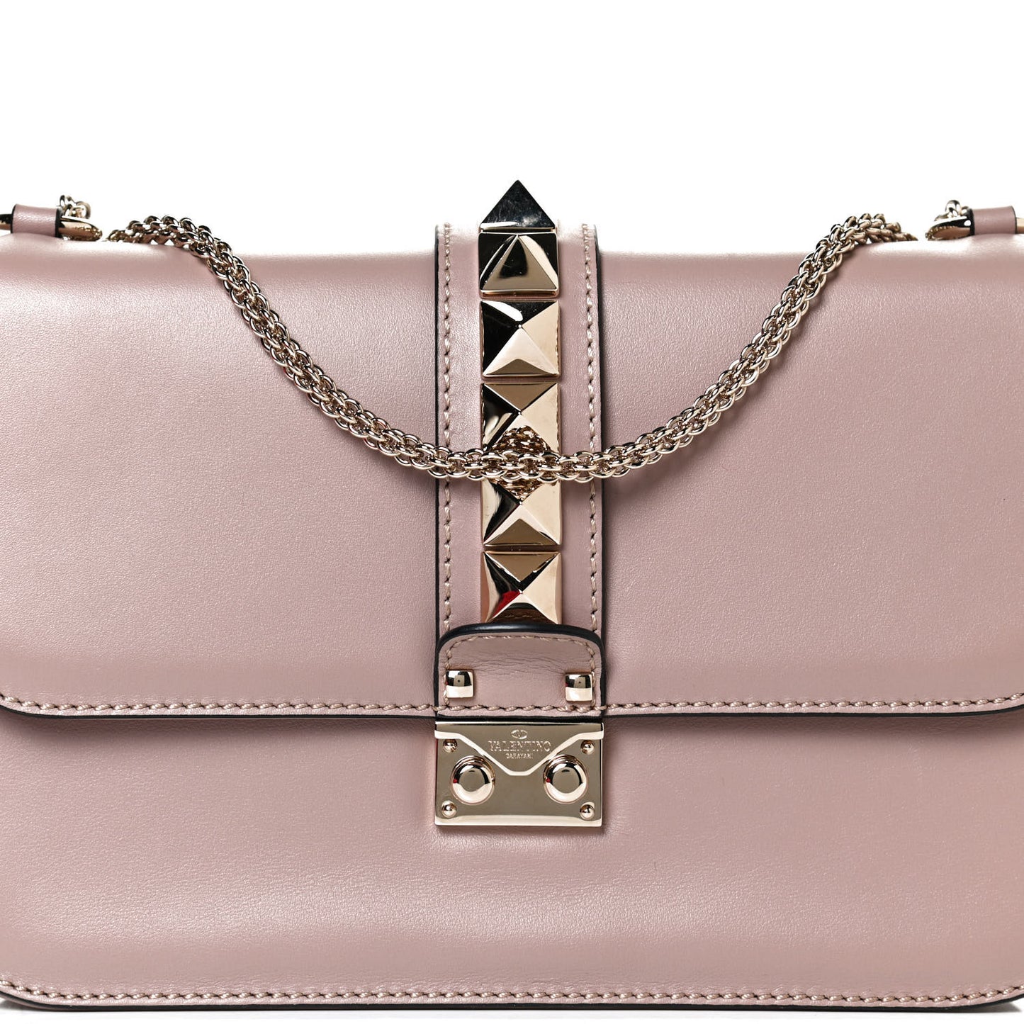Vitello Medium Glam Lock Rockstud Flap Poudre