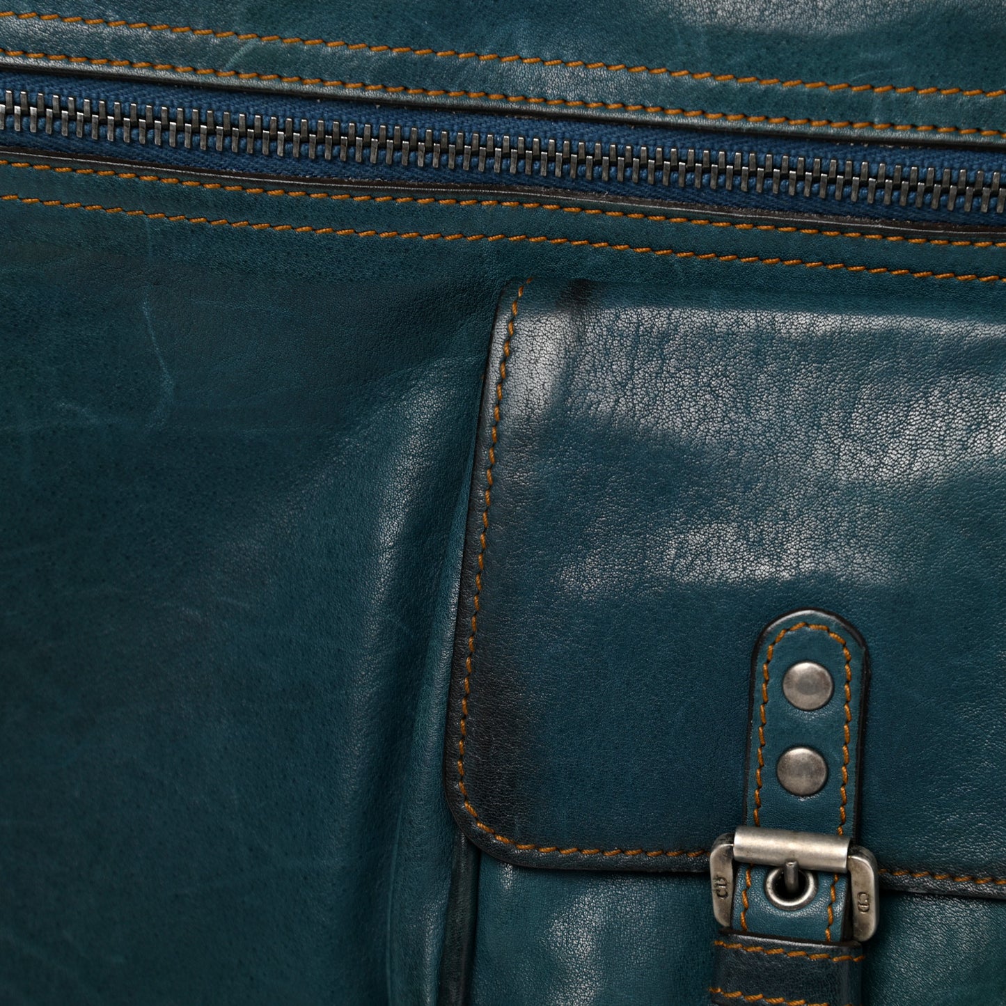 Calfskin Medium Gaucho Double Saddle Bag Dark Blue