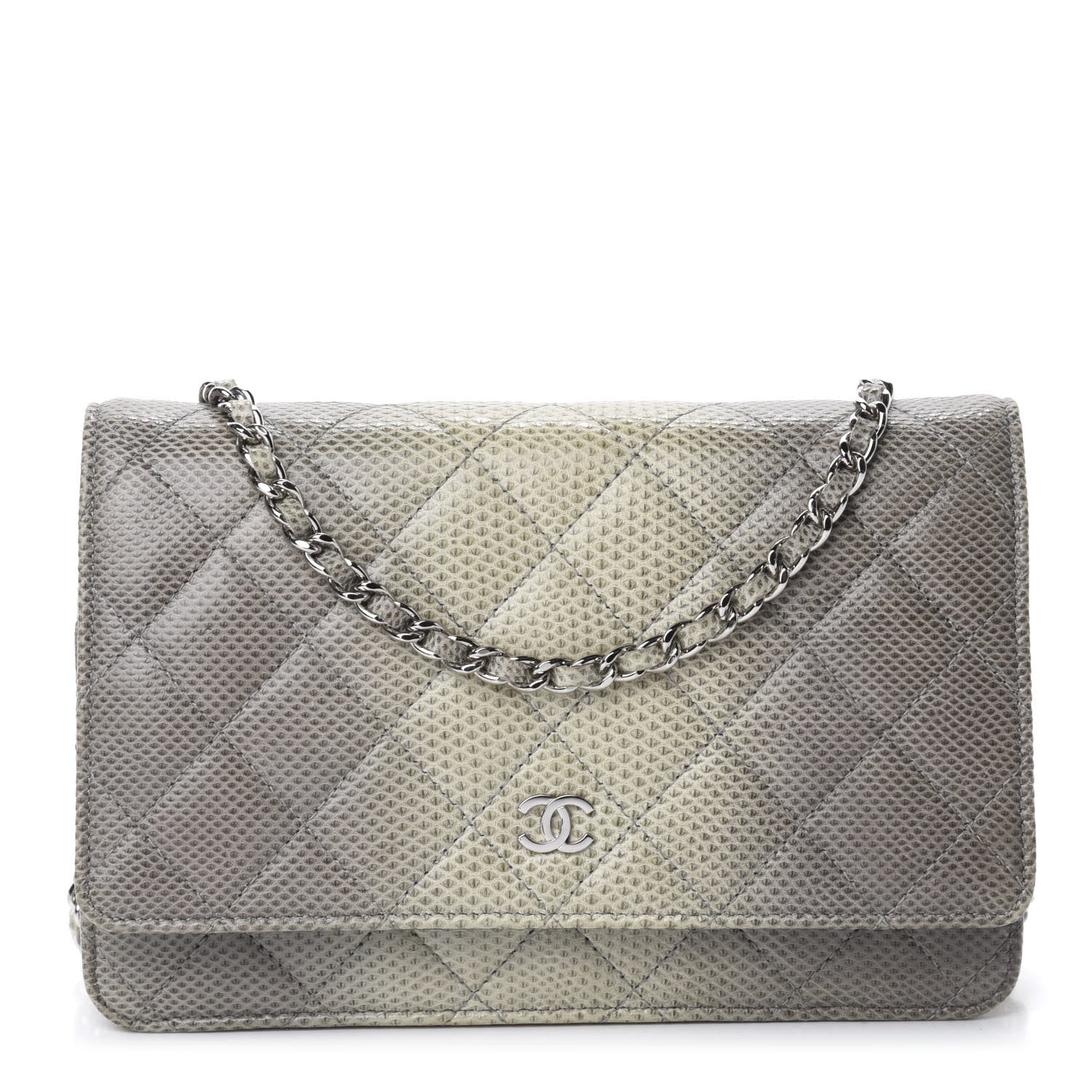 Chanel Lizard Ombre Wallet on Chain WOC Grey 1 of 16
