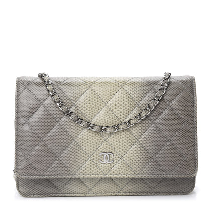 Chanel Lizard Ombre Wallet on Chain WOC Grey 1 of 16