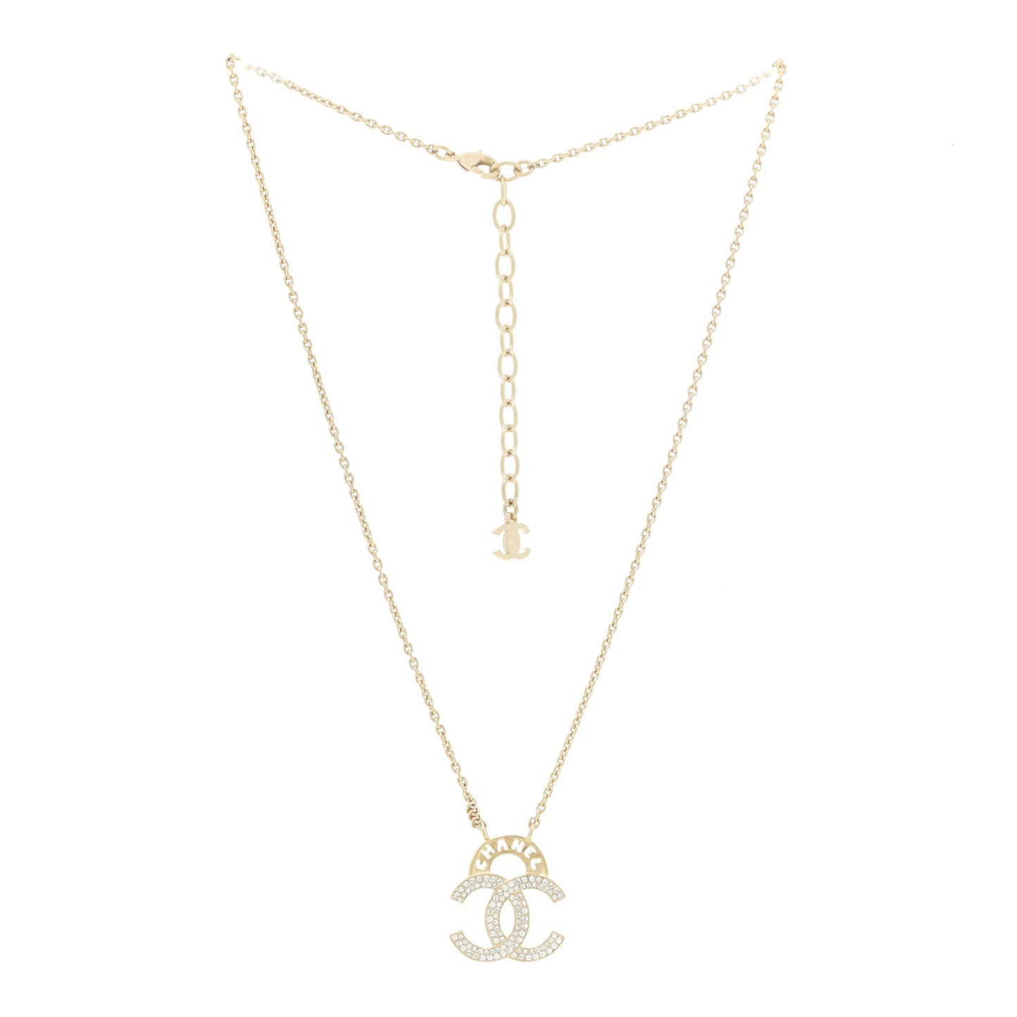 Crystal CC Logo Necklace Gold