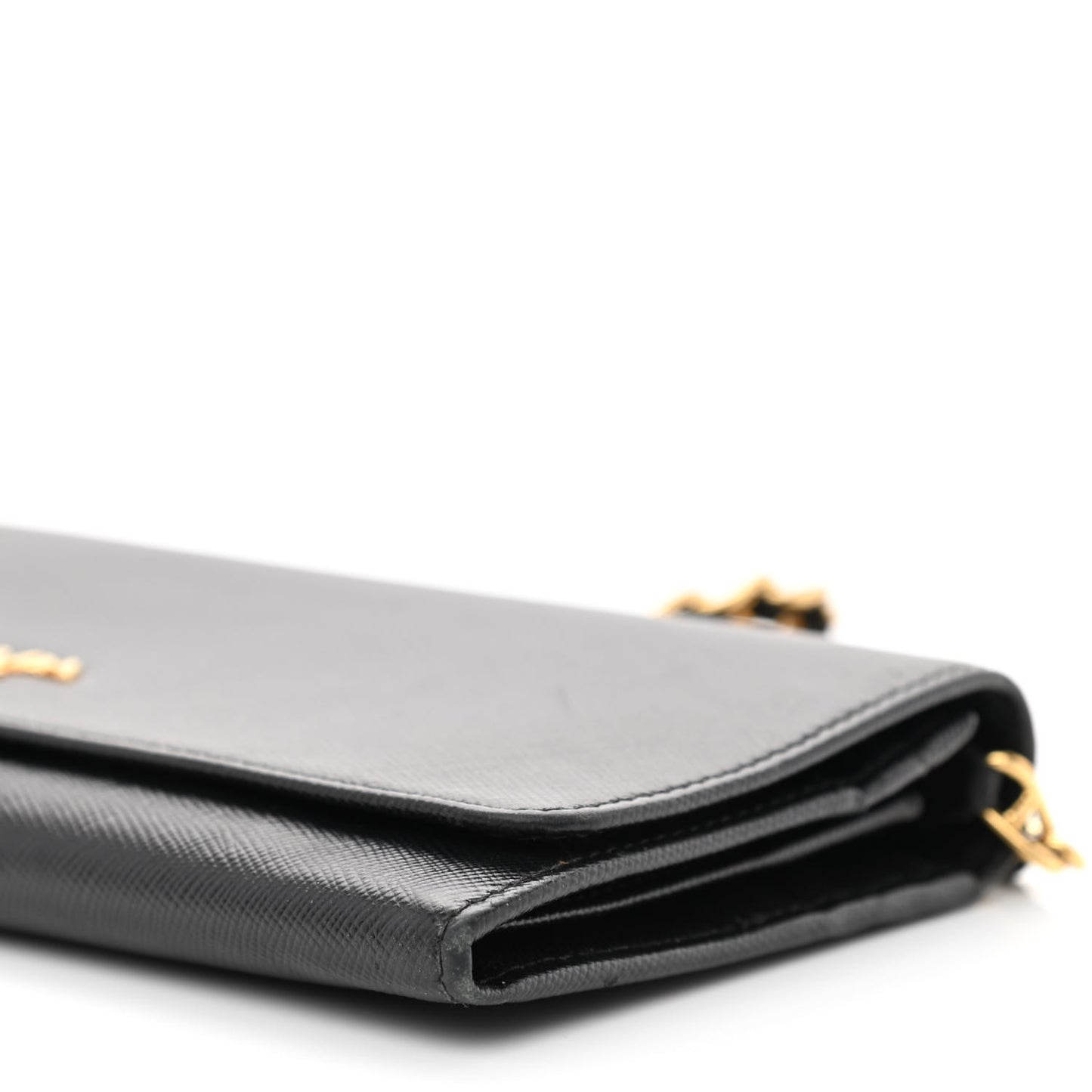 Saffiano Metal Oro Chain Wallet Black