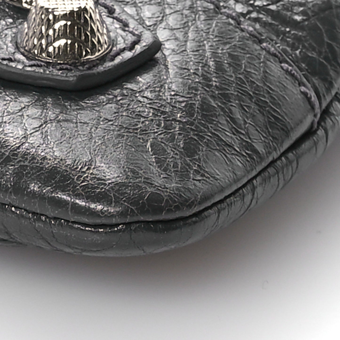 Agneau Giant 12 Silver Hardware Envelope Strap Clutch  Gris Fossile