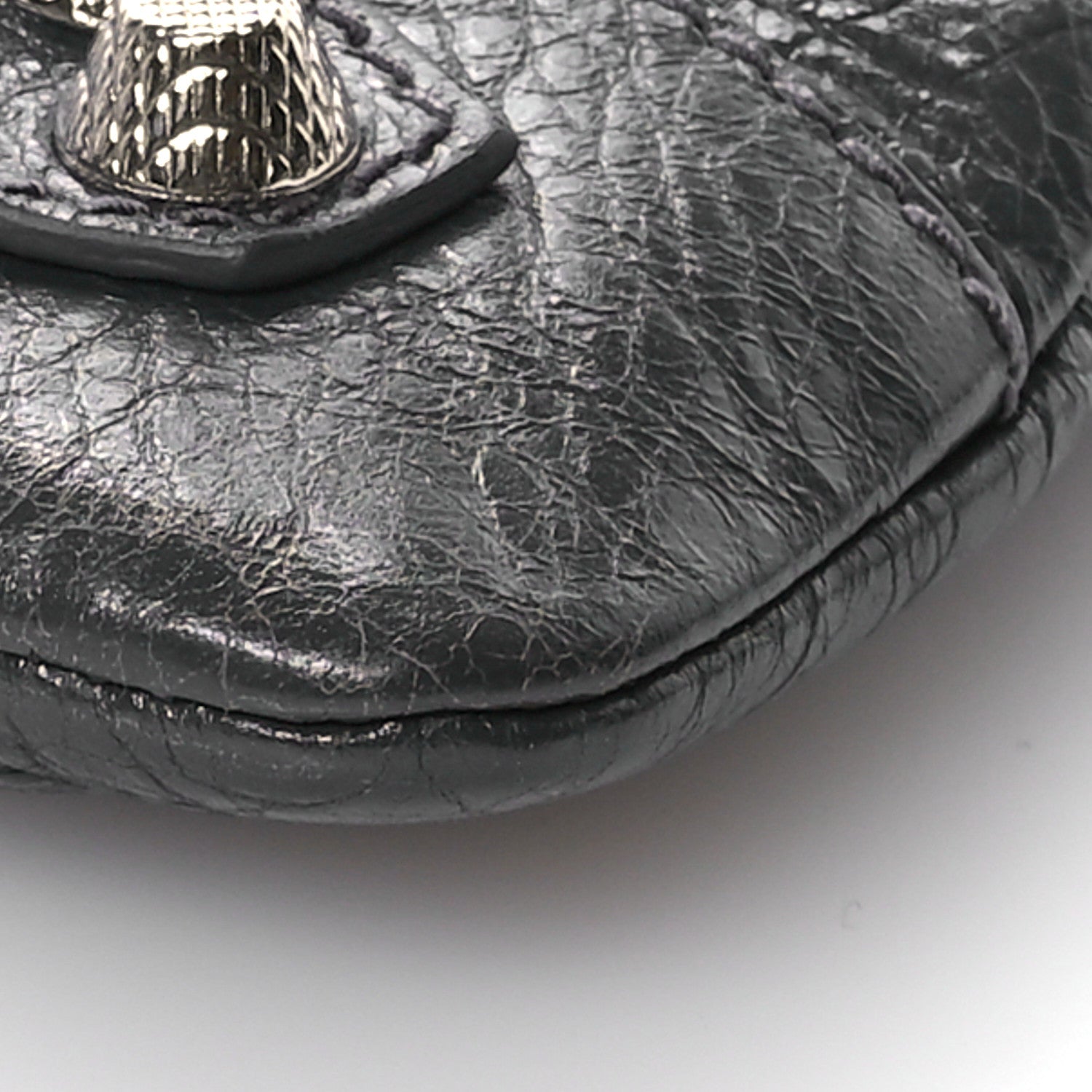 Balenciaga Agneau Giant 12 Silver Hardware Envelope Strap Clutch  Gris Fossile 11 of 11