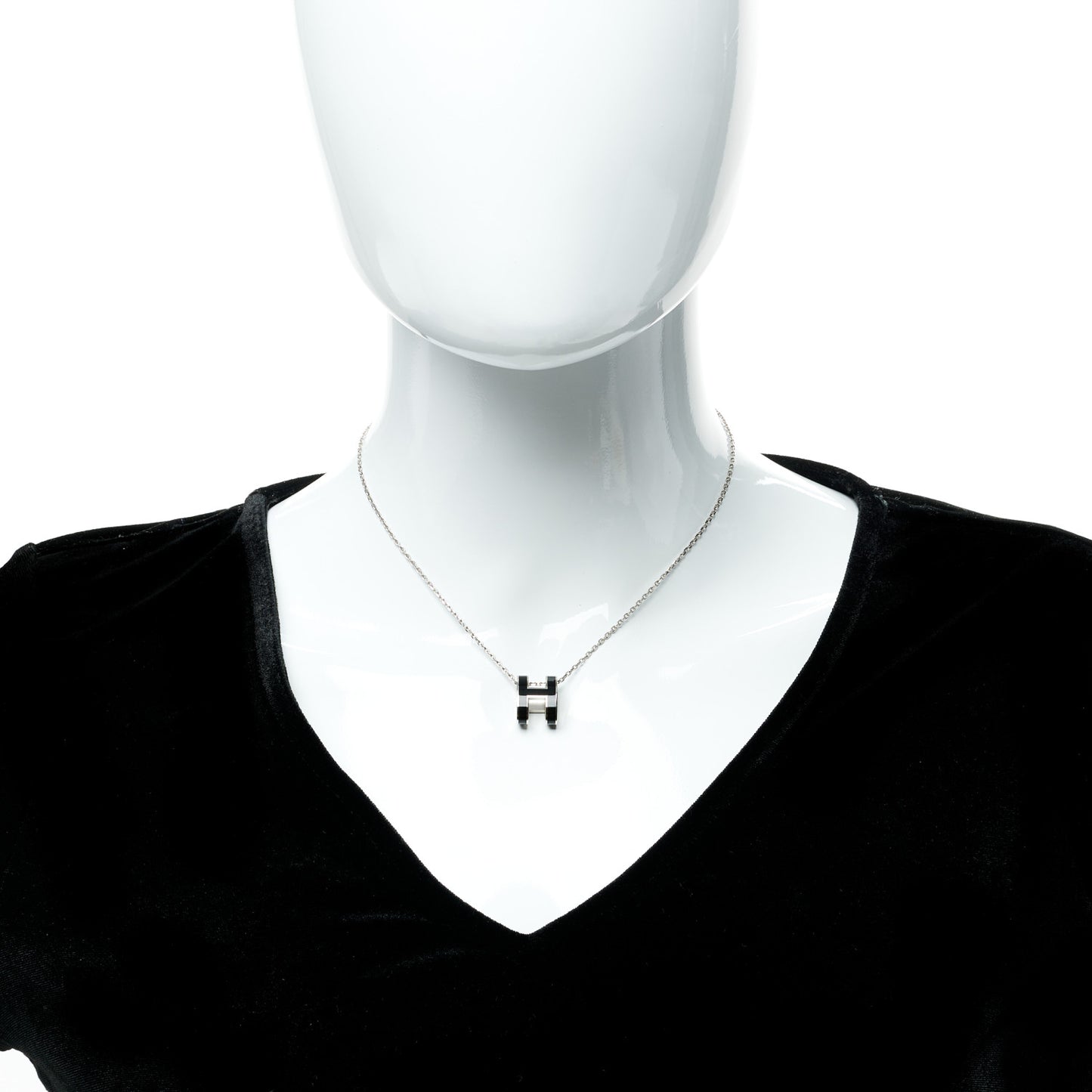 Lacquered Palladium Pop H Pendant Necklace Black