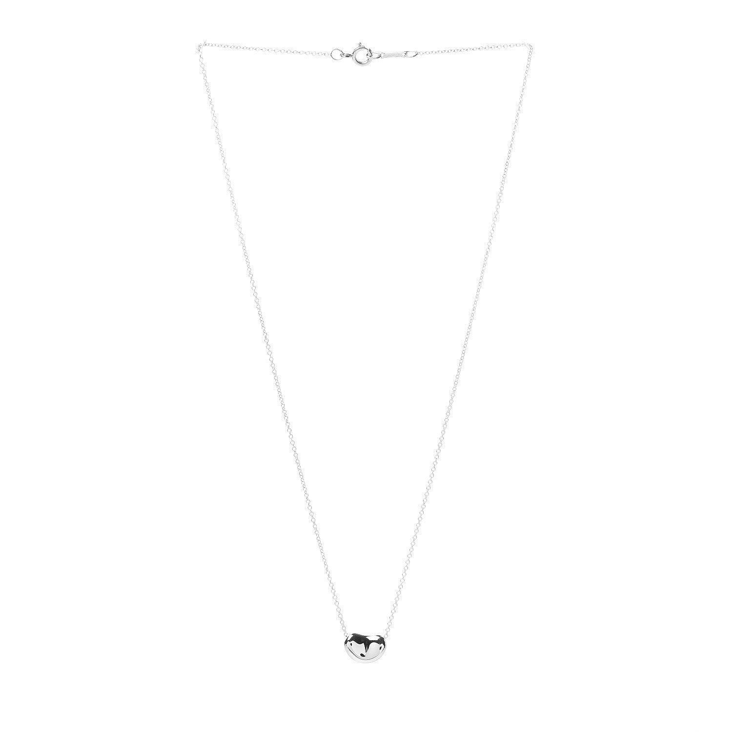 Tiffany Sterling Silver 12mm Elsa Peretti Bean Pendant Necklace 3 of 4