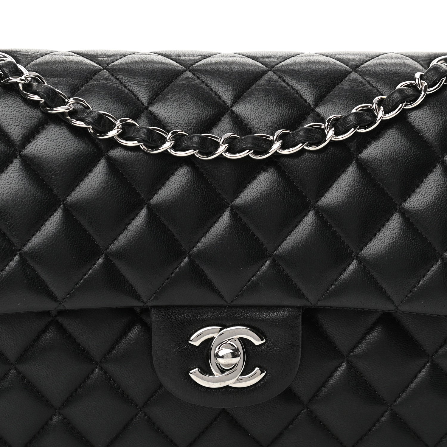 Chanel Lambskin Quilted Medium Double Flap Black 14 of 32